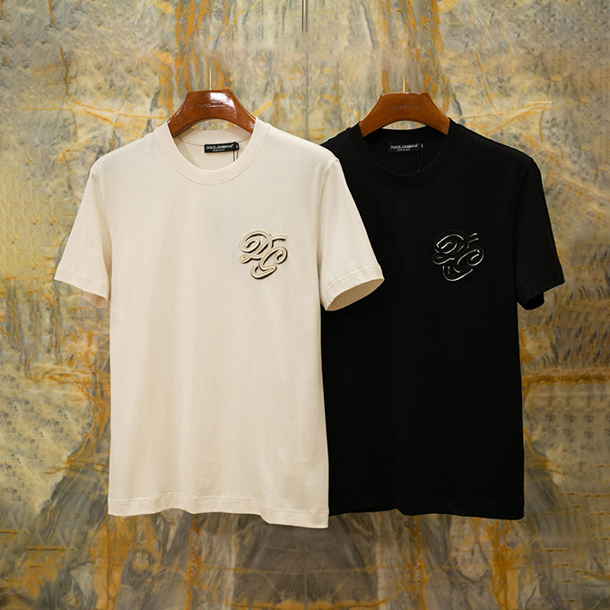 dolce & gabbana cursive embroidered logo t-shirt